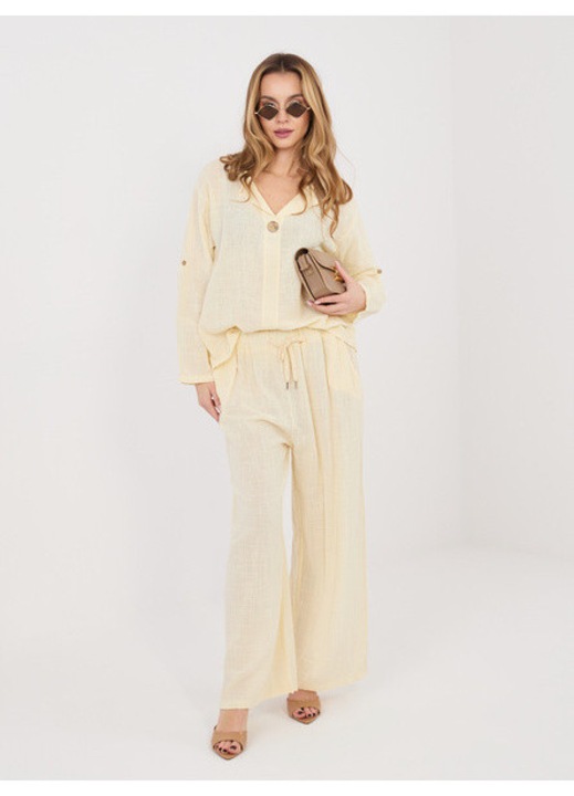 Pantaloni Dama, ITALY MODA, Bumbac, Galben deschis, model IT-SP-2873.02, marimea ONE SIZE
