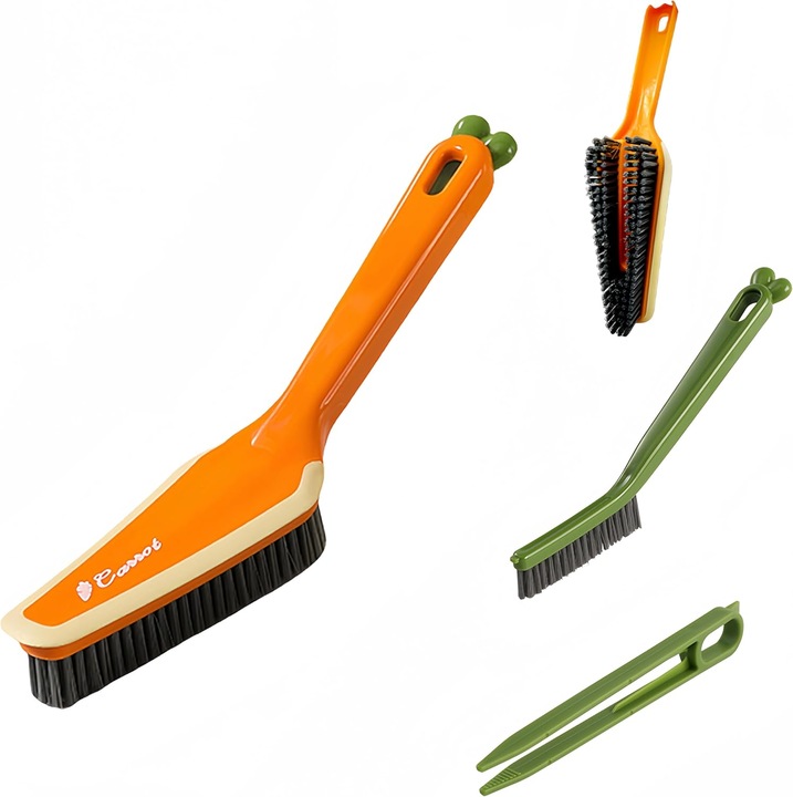 Perie de curatare detasabila 3 in 1 pentru uz casnic, perie de frecat multifunctionala cu peri duri si maner, perie ideala pentru frecat rosturi in crapaturi, bucatarie, baie, ferestre, curatarea incaltamintei (portocaliu)