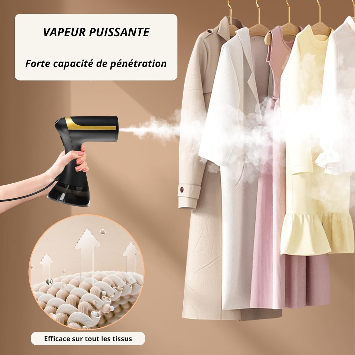 Fier de calcat portabil cu abur de 1500 W – Rezervor de apa de 300 ml – Incalzire rapida, compact si portabil – Fier de calcat cu abur puternic pentru haine, camasi, rochii, perdele – Ideal pentru calatorii si acasa – Alb