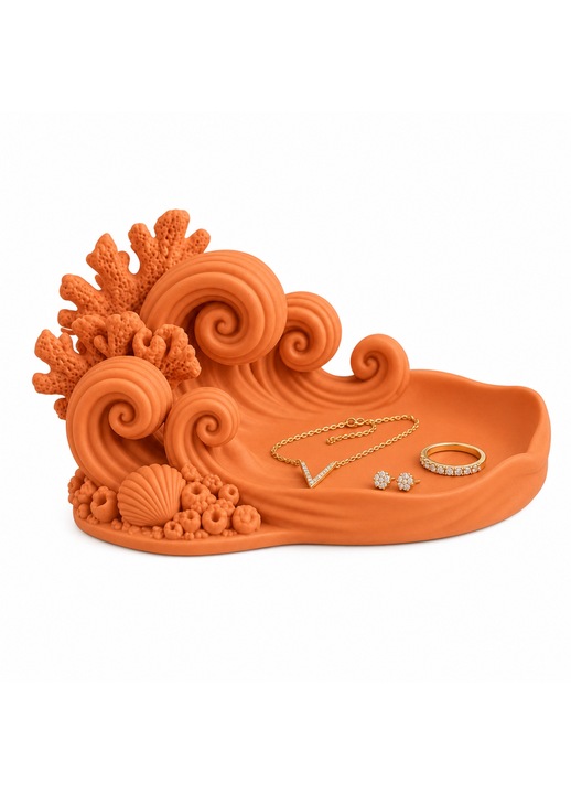 Odine ékszerrendező, PrintForge®, 3D nyomtatott, 18x18x10 cm, PLA-ból készült, BPA-mentes, narancssárga