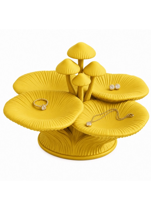 Myrra ékszerrendező, PrintForge®, 3D nyomtatott, 23x23x14 cm, PLA-ból készült, BPA-mentes, Sárga