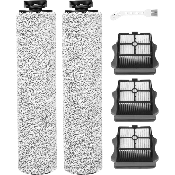 Perie rotativa si filtru de schimb pentru Tineco iFloor 3/Floor One S3. Accesorii pentru aspiratoare umede si uscate, 3 filtre + 2 role perie + 1 perie de curatare