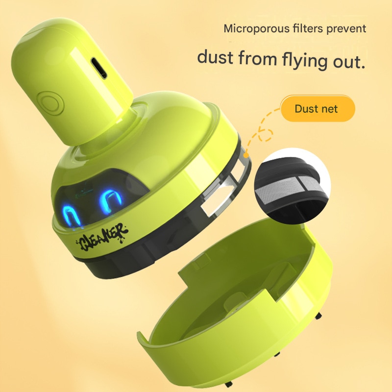 Mini aspirator de birou cu desene animate, radiera portabila, instrument de curatare pentru tastaturi studentesti si aschii de creioane, alb