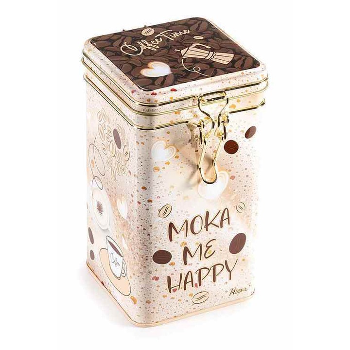 Cutie depozitare cafea inchidere ermetica metal cm 9 x 9 x 17 H