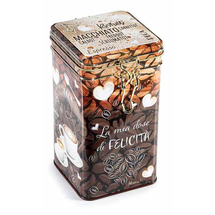 Cutie depozitare cafea inchidere ermetica metal multicolor cm 9 x 9 x 17 H