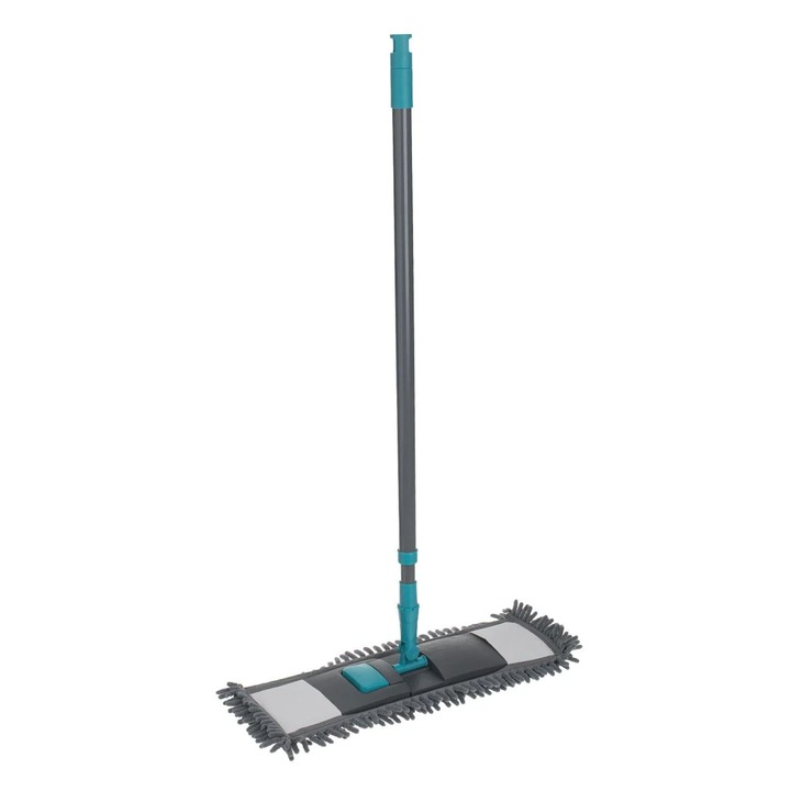 Mop Plat cu Microfibre Chenille Gri 45x16cm & Coada Extensibila