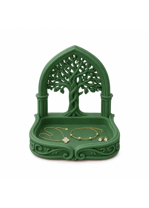 Sylora ékszerrendező, PrintForge®, 3D nyomtatott, 19x15x20 cm, PLA-ból készült, BPA-mentes, Zöld