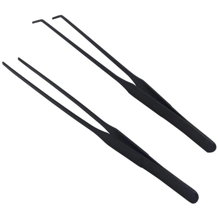 Pensete acvariu set 2 piese inox negru 26.5cm drepte curbate