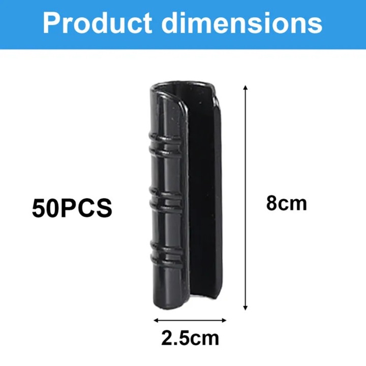 Set 6 cleme fixare, plastic ABS, negru, 24x26mm