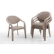 Set Masa terasa/gradina cu 4 scaune Bambu, Crem/Cappucino, 90x90x77 cm, plastic, aspect ratan