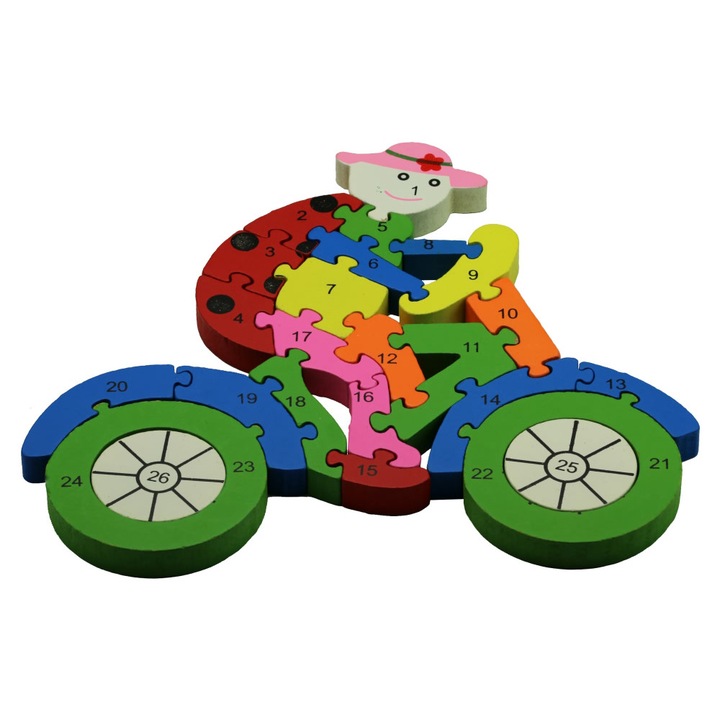 Puzzle Biciclist lemn