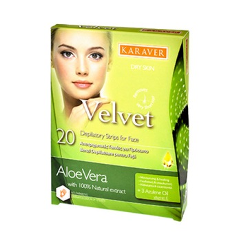 Benzi depilatoare fata , Karaver, cu ALOE VERA 20 buc+3 servetele Benzi depilatoare fata , Karaver, cu ALOE VERA 20 buc+3 servetele