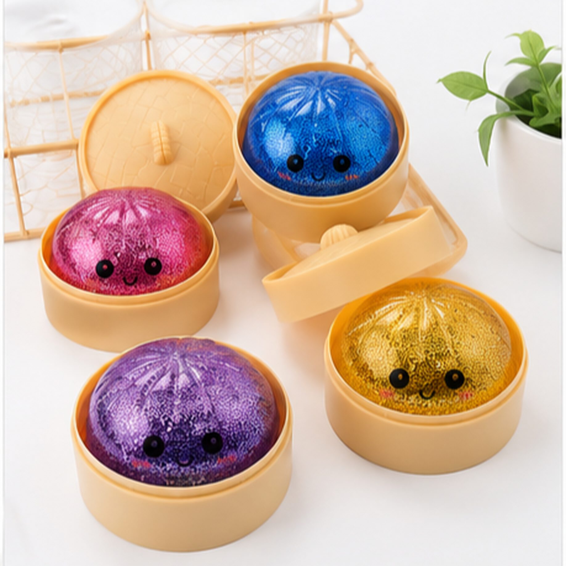 Jucarie Squishy Dumpling Antistres, Flippy, Model Fata Zimbitoare
