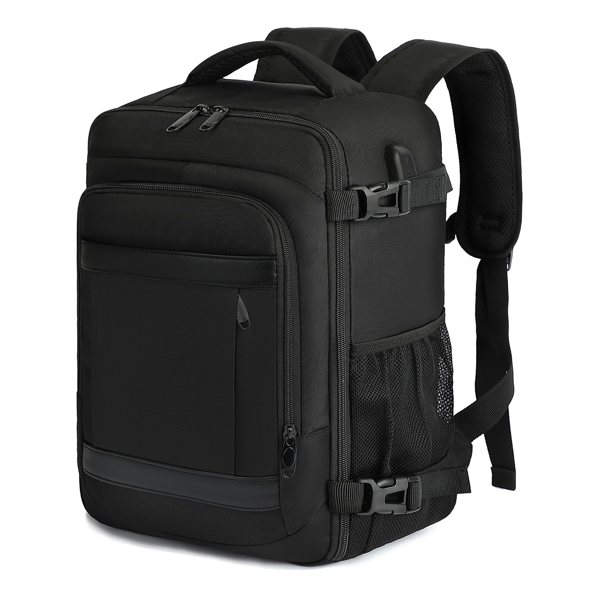 Rucsac de calatorie pentru avion, 40 x 25 x 20 cm, pentru bagaje de cabina, 24L, antifurt, pentru Ryanair, EasyJet, Eurowings, femei, barbati, negru