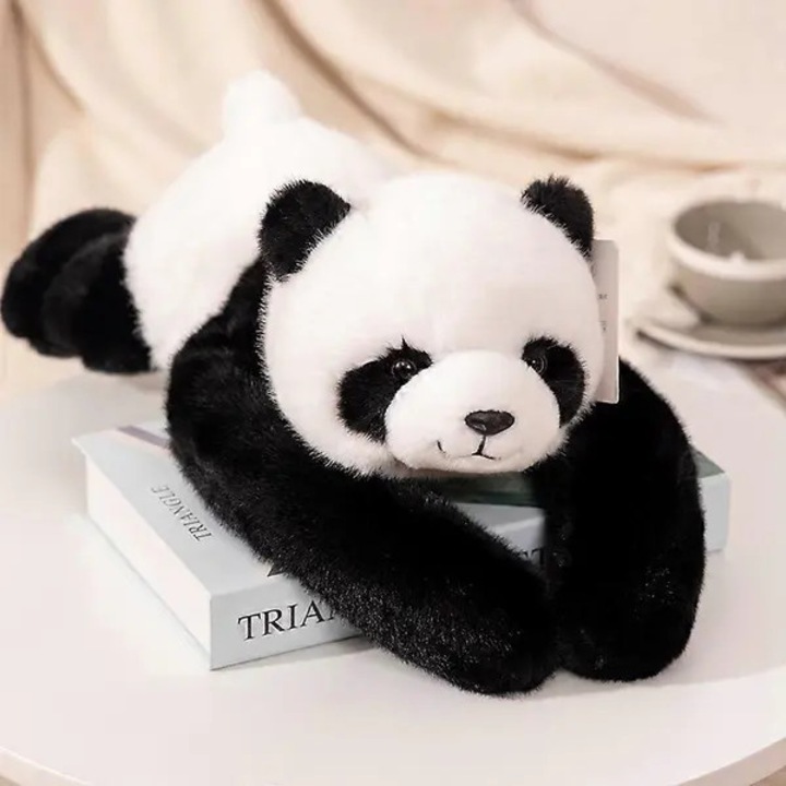 Jucarie de plus ponderata Panda emag-FYN-K0206-260824-108, cu micro-bile de sticla, perna de imbratisat cu membre mobile, negru/alb, 65 cm