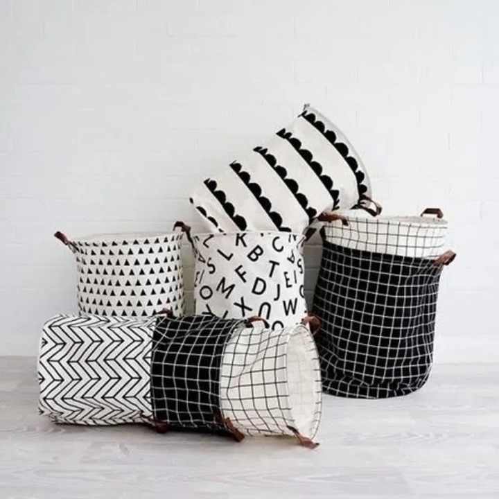 Cos rufe copii, panza, pliabil, manere piele, 40x50cm