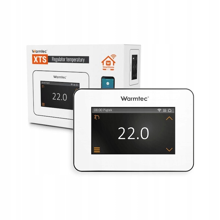 Warmtec XTS Wi-Fi programozható hőmérséklet-szabályozó, fehér, 13,5x9,4x4,2cm