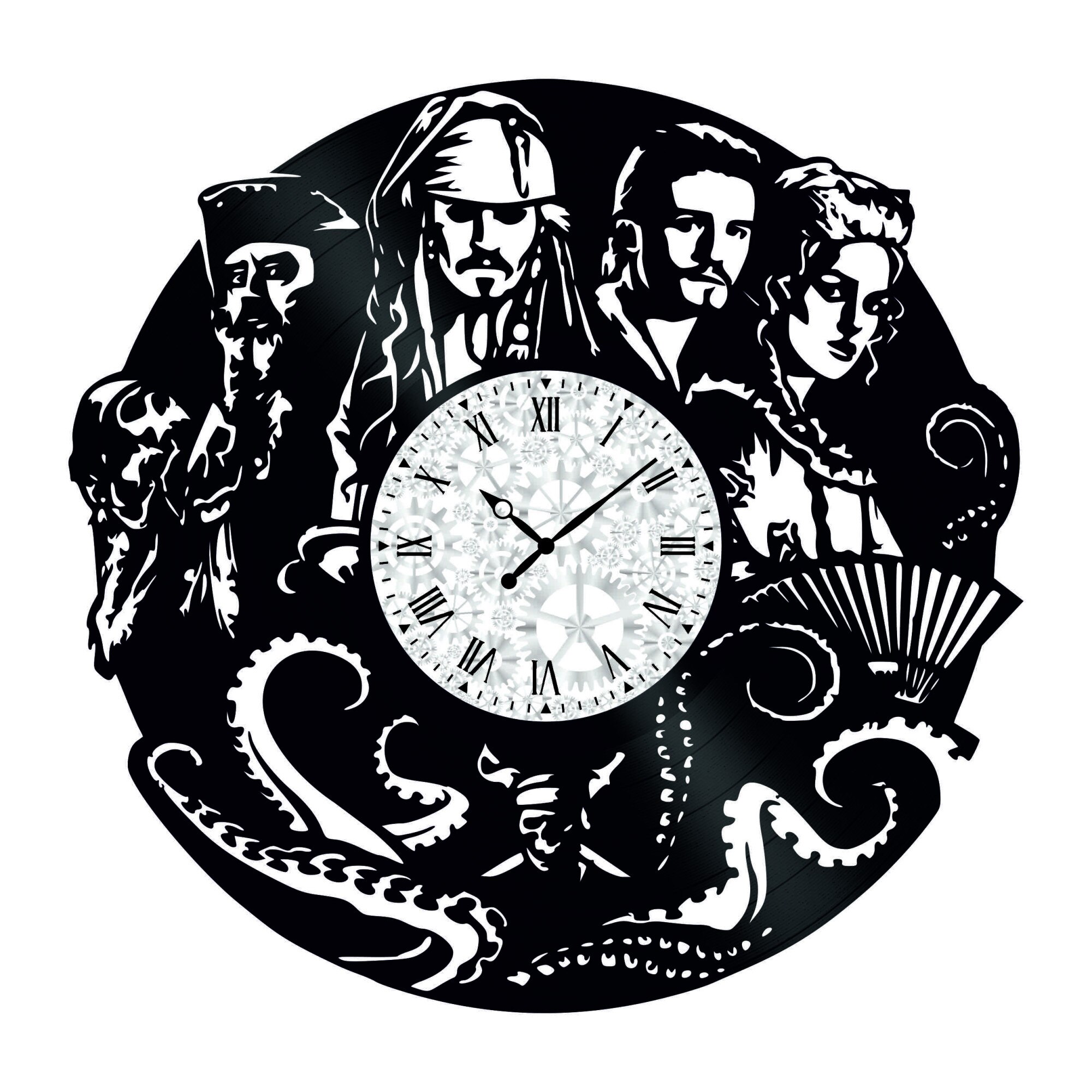 Ceas de perete Vintage din Vinyl - Revival Vinyl Wall Clock Pirates of the Caribbean 2