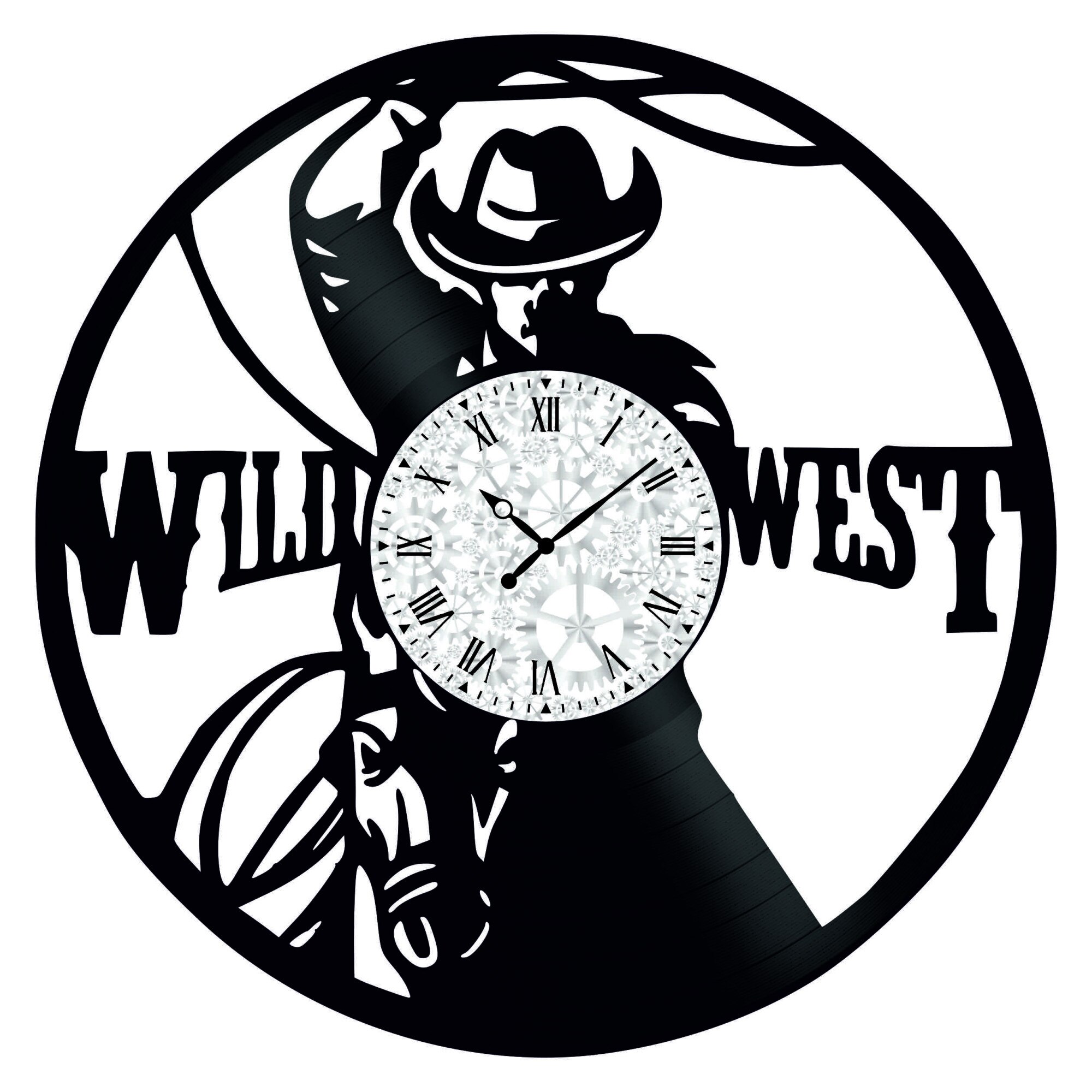 Ceas de perete Vintage din Vinyl - Revival Vinyl Wall Clock Wild West