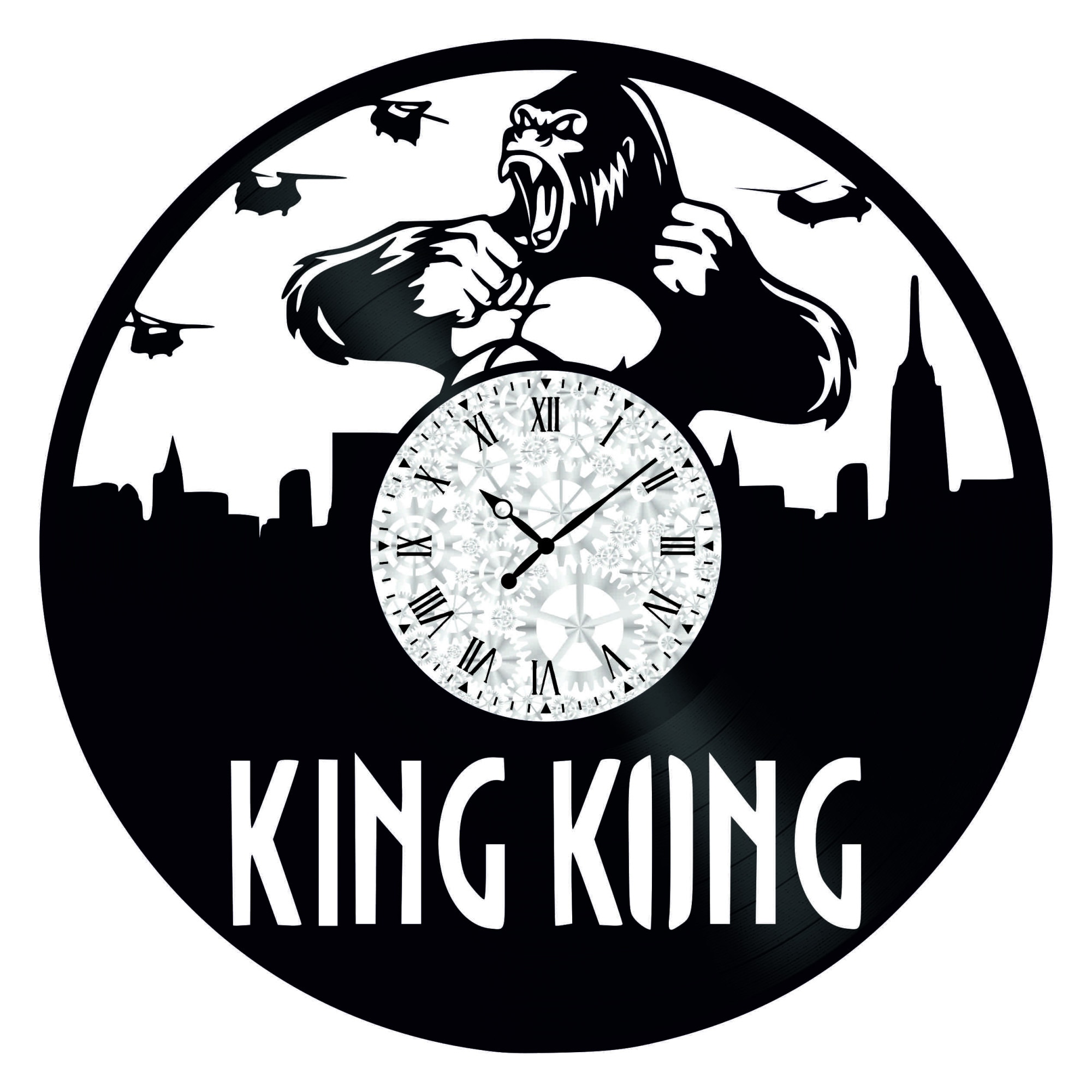Ceas de perete Vintage din Vinyl - Revival Vinyl Wall Clock King Kong