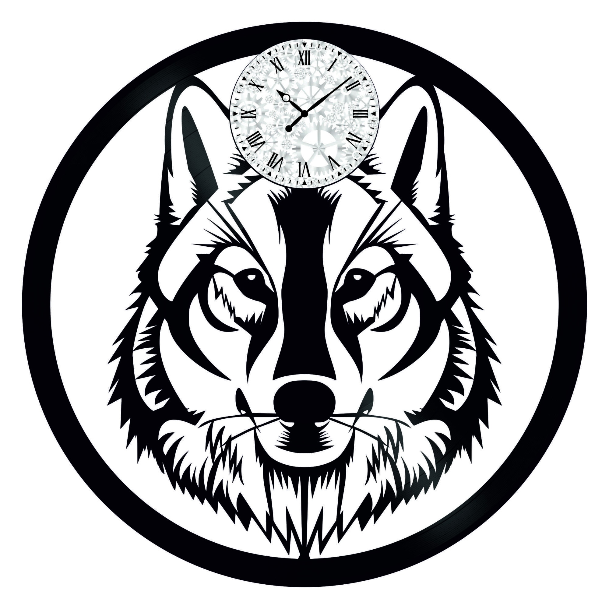 Ceas de perete Vintage din Vinyl - Revival Vinyl Wall Clock Beautifull Wolf