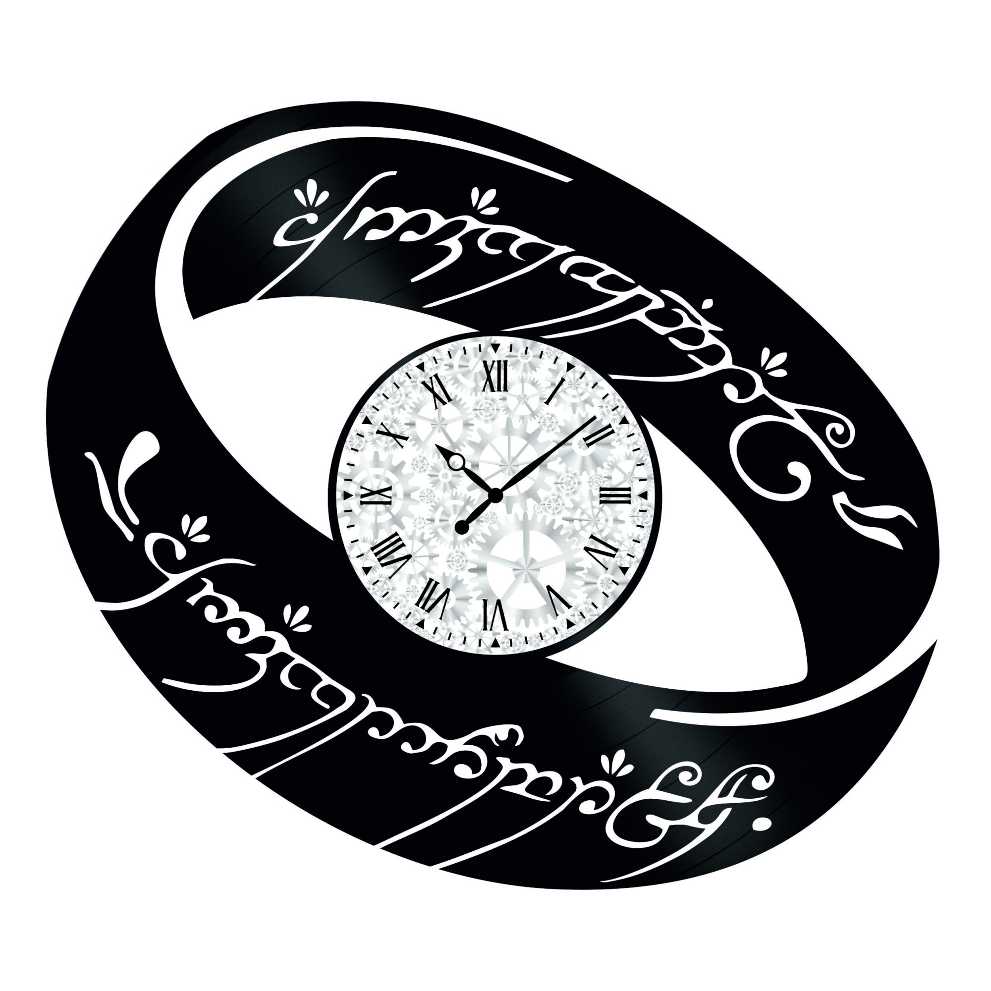 Ceas de perete Vintage din Vinyl - Revival Vinyl Wall Clock Inel Lord Of The Rings