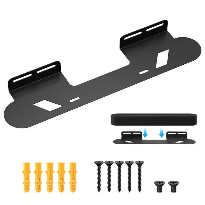 Suport perete pentru soundbar, metal, negru, 22lbs, universal, compact