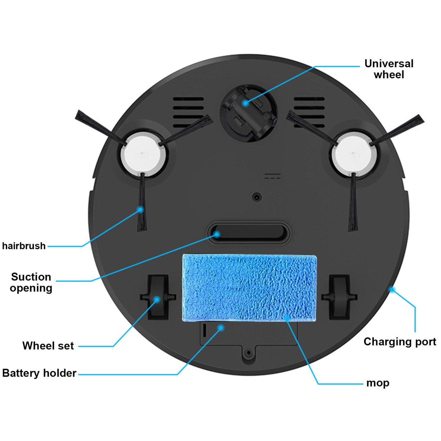 Aspirator robot multifunctional, 3 in 1, silentios, ultra subtire, alb, 5.5cm, 90-120m²