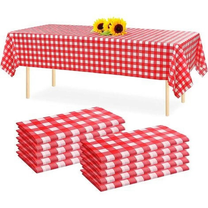 YANYXR 10 darabos asztalterítő szett, műanyag, piros-fehér, 54x108 inch, vízálló