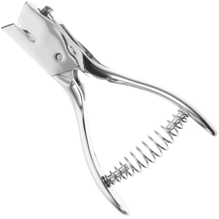 Perforator manual ZYBLSSBB LSM2xh2643-BCS0125282, pentru carduri (gauri ovale), metalic, rezistent, argintiu, 14 x 7.8 x 3 cm