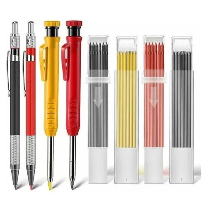 Set creioane tamplar YANYXR, 4 piese, rosu negru galben, 15cm