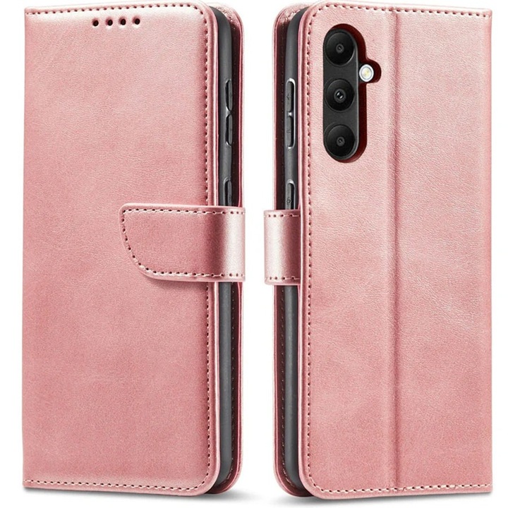 Husa pentru Samsung Galaxy S25 5G Daden® Wallet Flip Leather, Tip Carte, Antisoc, Inchidere magnetica, Buzunar card, Calitate Premium, Auriu rose