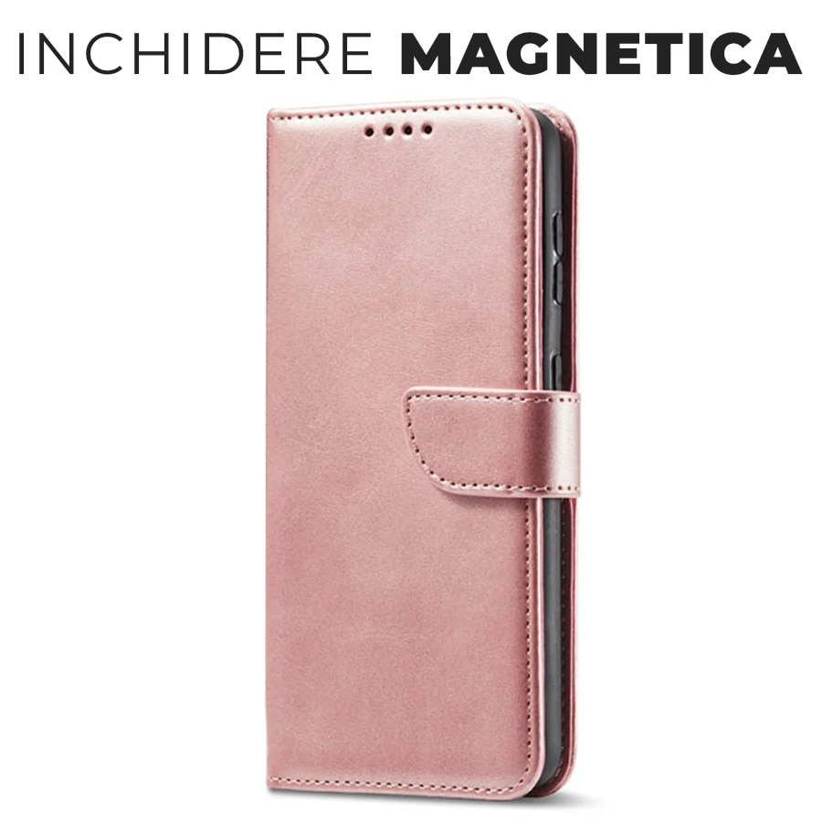 Husa pentru Samsung Galaxy S25 5G Daden® Wallet Flip Leather, Tip Carte, Antisoc, Inchidere magnetica, Buzunar card, Calitate Premium, Auriu rose