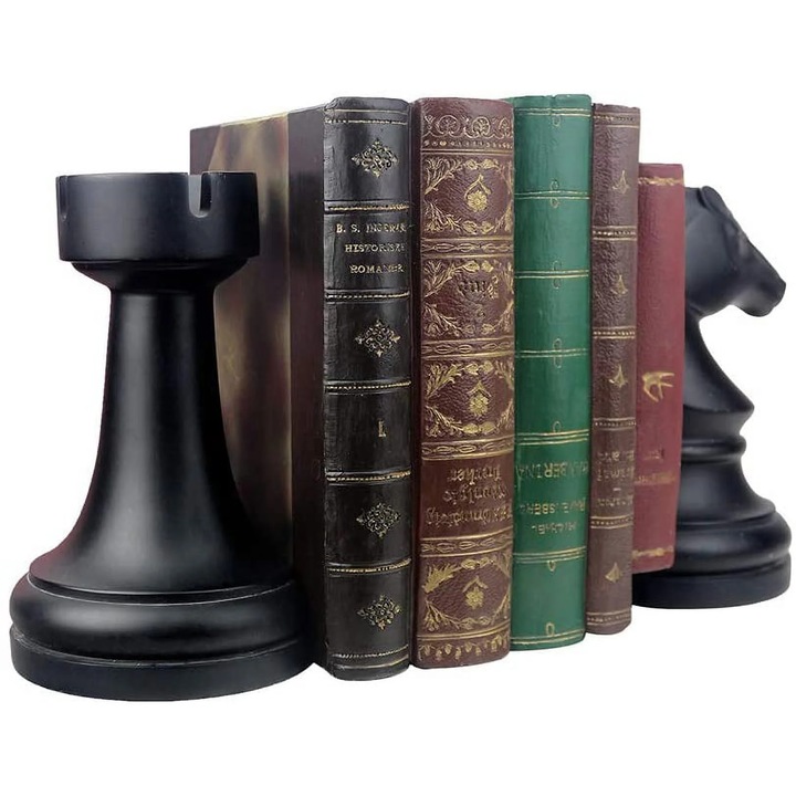 Suporturi pentru carti YANYXR sah negre grele decor birou 20x15x10cm