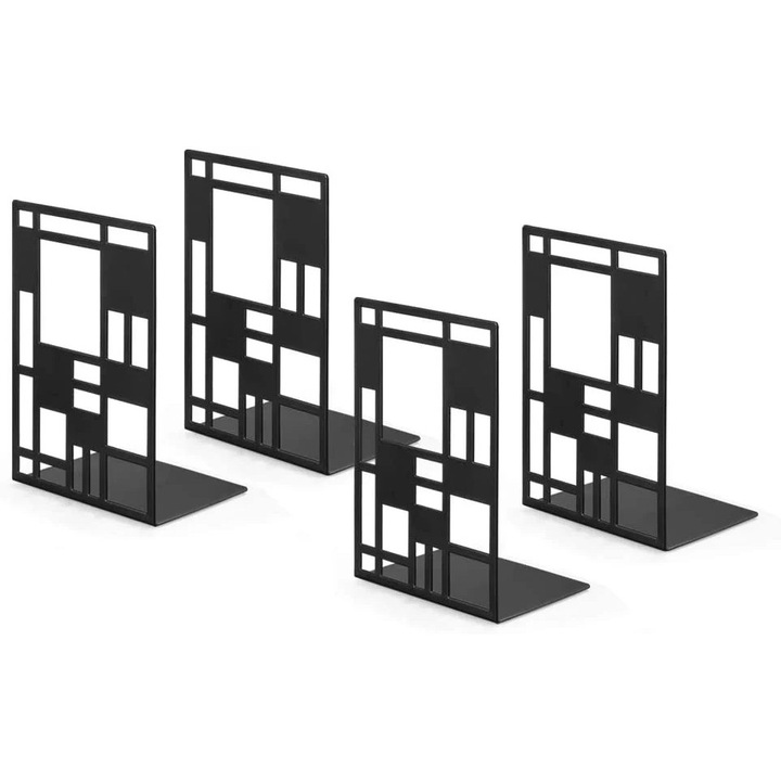 Suporturi pentru carti YANYXR set 2 perechi otel negru 15x10x20cm