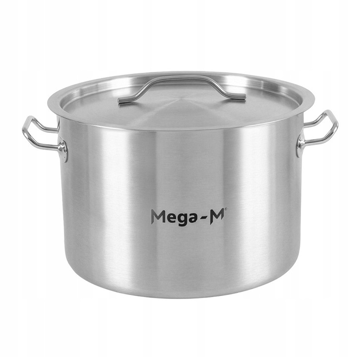 Oală inox 17 l, diametru 22 cm, inducție, capac | MEGA-M