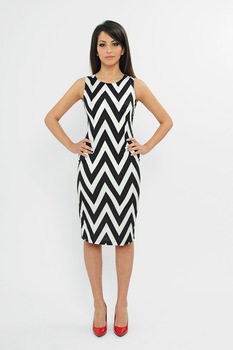 Rochie din matase MARYETT Manhattan, Negru/Alb Rochie din matase MARYETT Manhattan, Negru/Alb