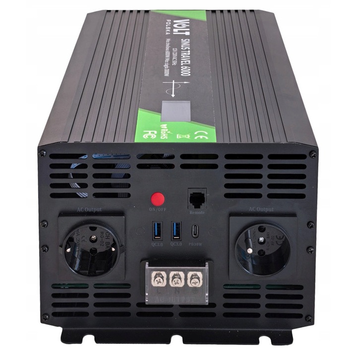 Volt Polska Sinus Travel 3000/6000W LCD 12V Inverter 390x205x145mm