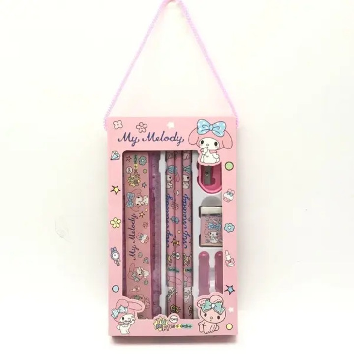 Комплект канцеларски материали Sanrio My Melody PRE-CJk0515-26-0805-2663, моливи HB, линийка, острилка, гумичка, розов