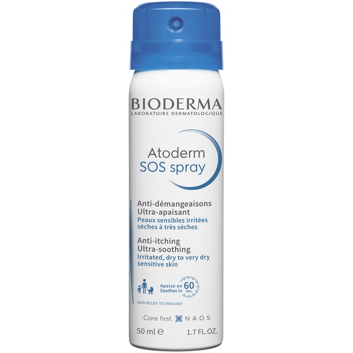 Spray Bioderma Atoderm SOS cu efect calmant pentru piele sensibila, 50 ml