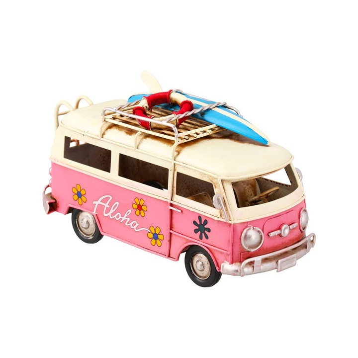 Figurină Autobuz Takk Lanard, metalic, 17 cm, roz
