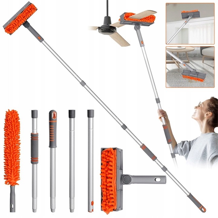 Mop Mikrofibra Telescopic 4 Sectiuni Aluminiu Curatare Tavan