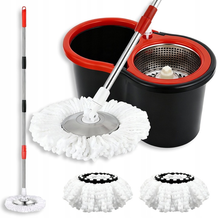 Set Mop Rotativ cu Galeata si Sistem de Stoarcere 3 in 1