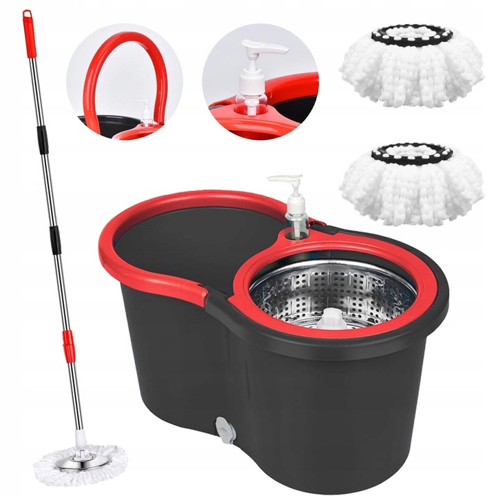 Mop Rotativ 360° cu Galeata si 3 Capete Microfibra