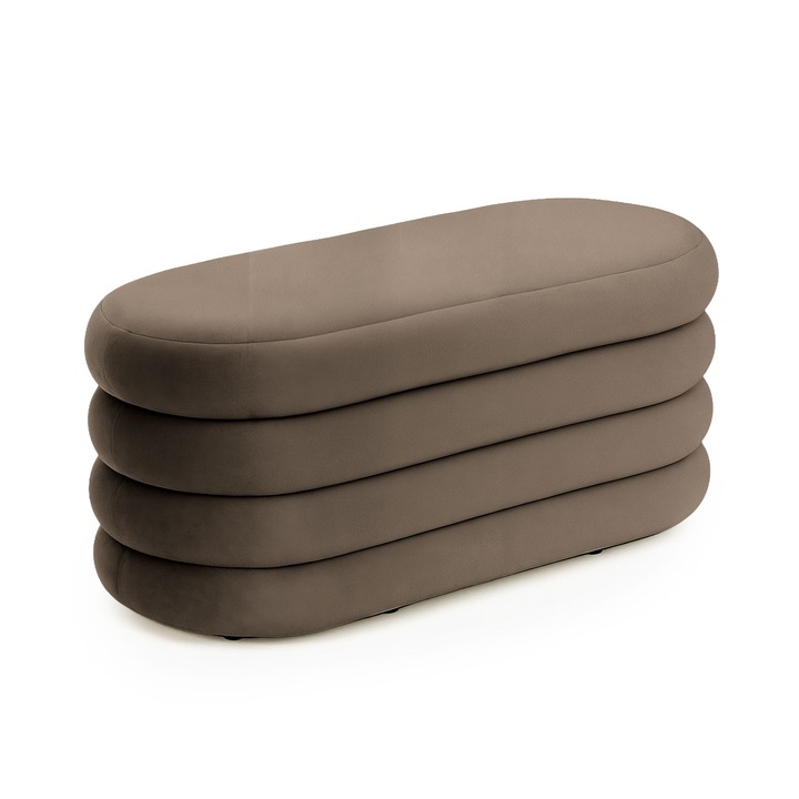 Bancheta Tapitata cu Spatiu de Depozitare AKORD PUFFO Bronz 100 cm, Material Catifea, Baza MDF, Greutate Maxima Suportata 100 kg, cu Spatiu de Depozitare, Ideal pentru Sufragerie, Confortabil in Utilizarea Zilnica, Design Elegant, Stil Versatil