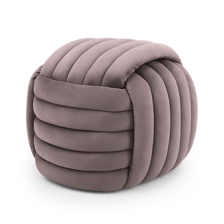 Taburet AKORD NILO din Catifea Impletita Roz Prafuit 53 cm, Material Catifea, Baza Baza din Lemn + MDF, Greutate Maxima Suportata 100 kg, Pouf din Catifea Impletita, Design Modern, Functional si Estetic, Utilizare Versatila, Solutie Practica pentru Casa
