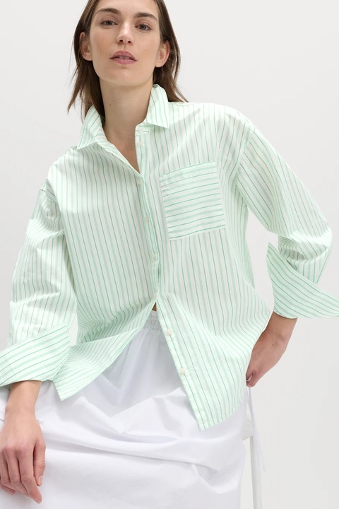 Marks & Spencer, Camasa supradimensionata cu model dungi, Verde menta