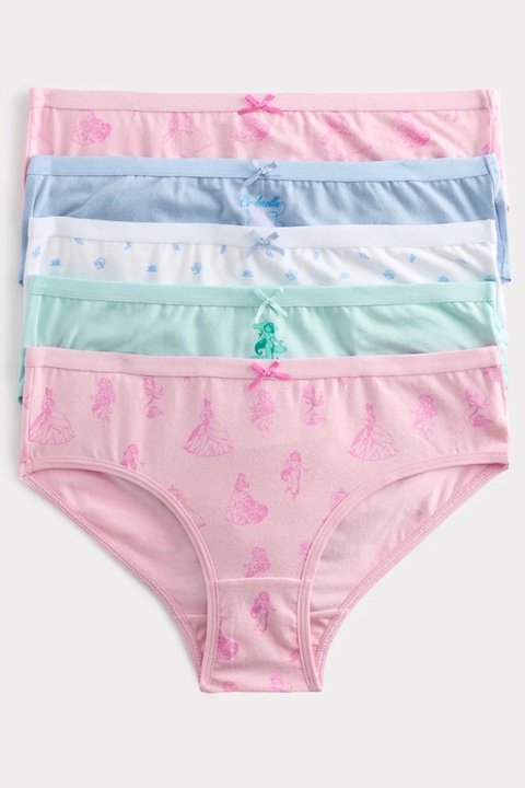 Marks & Spencer, Set de 5 chiloti, Albastru azur, Roz, 116-122 CM