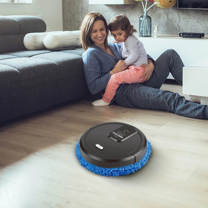 Robot mop umed-uscat YANYXR, curatare silentioasa, 360°, alb