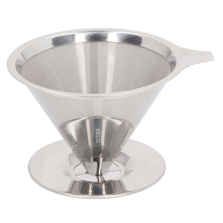 Cafetiera manuala, filtru dublu inox, maro, capacitate ajustabila